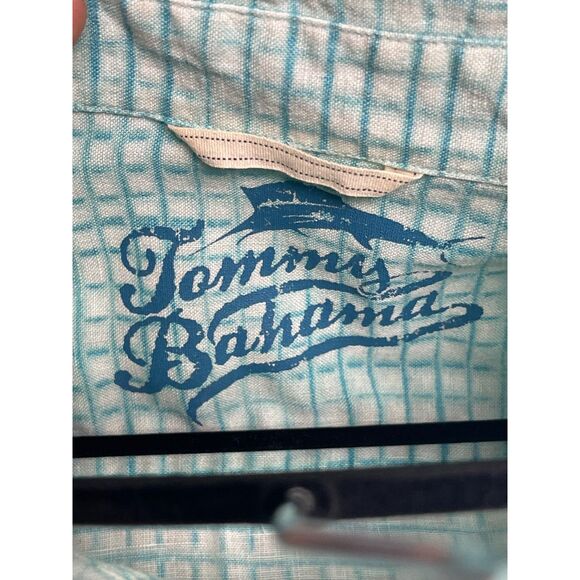 Tommy Bahama 100% Linen Turquoise Plaid Long Sleeve Shirt, Sz XXL - Picture 8 of 11